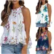 Hanging neck sleeveless multicolor printed top