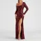 One-shoulder long-sleeved dress with buttocks
