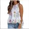 Hanging neck sleeveless multicolor printed top