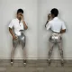 Sexy bright mesh patchwork trousers