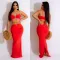 Fashion strapping iron ring sleeveless long dress
