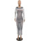 Fashion digital printing long-sleeved dress