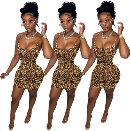 Fashion character leopard print dress