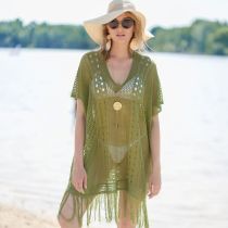 Hollow knit holiday skirt bikini beach blouse
