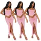 Fashion sling pleated split skirt sexy suit