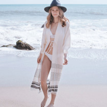 Rayon grey fringe holiday bikini outer sunscreen shirt