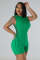 Solid color round-neck sleeveless double-side strapping jumpsuit