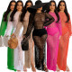 Fashion sexy cut-out knitted hand hook tassel dress