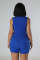 Solid color round-neck sleeveless double-side strapping jumpsuit