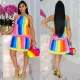 Fashion suspender patchwork sexy dress