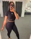 Fashion round neck short sleeve top tights suit