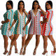 Knitted sexy cardigan cut-out gradient contrast dress
