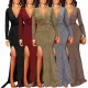Sexy fashion split V-neck dress
