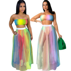 Sexy and fashionable three-piece beach skirt with high elastic sun screen