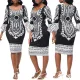 Sexy and fashionable digital printing three-quarter sleeve dress