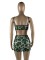 Sexy and soft screen printing suspender sleeveless cross belt open edge two-piece set