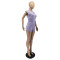 Casual solid color sleeveless slim sportswear two-piece set