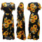 Sexy and fashionable digital printing short-sleeved V-neck dress