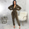 Sexy V-neck stretch gold and silver silk jumpsuit