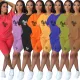 Cotton printing casual loose large T-shirt shorts two sets