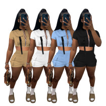 New summer fashion trend short-sleeved shorts two-piece set
