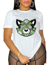 Large round neck loose T-shirt
