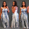 Casual printing snakeskin tie-dyed sexy sling two-piece set