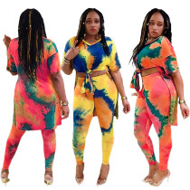 Tie-dye fashion street wear two-piece suit
