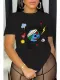 Large round neck loose T-shirt