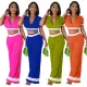 Two-piece lapel wide leg trousers with short sleeves and navel exposed