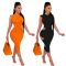 New fashion sleeveless solid color sexy cut-out dress