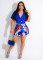 Double breasted small suit short sleeve top printed shorts suit