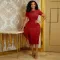 Button decorative slit office dress