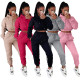Plush hooded sweater casual two-piece set