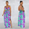Fashion print chain sleeveless sling dress