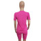 Round neck short sleeve shorts Solid color cycling suit