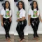 Large cotton letter-printed round neck short-sleeved T-shirt