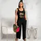 Fashion Letter Print Sleeveless Loose Bodysuit