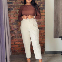 Large Fashion Casual High Waist Solid Suit Pants