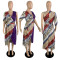 Summer Tie Dye Print Color Block Midskirt Personalized Split Casual Dress