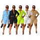 Urban Style Fashion Pair Shirt Long Sleeve Shorts Solid Color 2PK Set