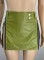 PU leather zippered belt split open navel two-piece skirt