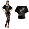 Women's Gothic Dark Wind Lotus Leaf Sleeve Round Neck T-Shirt