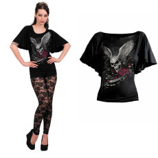 Women's Gothic Dark Wind Lotus Leaf Sleeve Round Neck T-Shirt