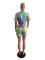 Large Fashion Casual Print Short Sleeve Shorts 2PK Set