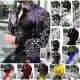 Summer New Large Men's Casual Fashion 3D Digital Print Long Sleeve Shirt Men