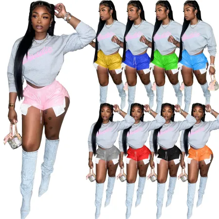 Strap sexy split PU leather shorts hot pants