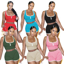 Casual Fit Rib Sports Tank Top 2-Piece Set