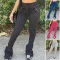Sports casual drawstring stack pants Sweater fabric with zip pockets