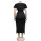 Fashion Tassel Short Sleeve Long Dress 2 Piece Set